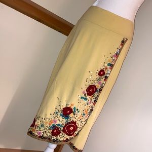 A Common Thread pale yellow embroidered skirt